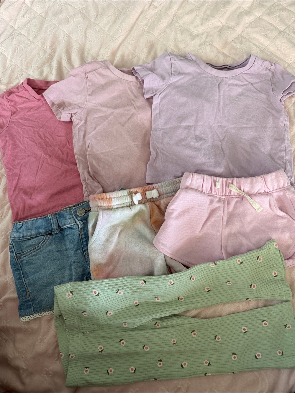 Girls' Pastel Pink & Lavender Mix N Match Tee Set - Brand 12-18months